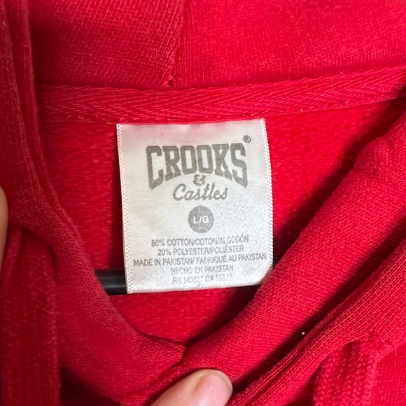 Crooks & Castles Red Hoodie with Gold Text - Picture 2 of 6